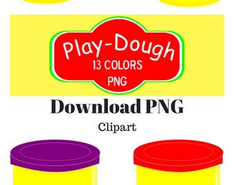 Play dought clipart, 16 PNG art clips, 13 colors