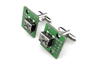 Geekery Cufflinks - Mini USB Cuff Links - Circuit Board Cufflinks - Computer Cufflinks - Cyberpunk Cufflinks - Nerd Chic Cufflinks