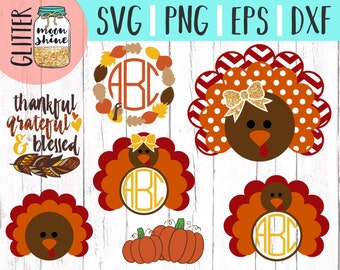 Thanksgiving Turkey Designs Bundle svg dxf eps png Files for Cutting Machines Cameo Cricut, Cute, Girl, Boy, Fall, Toddler svg, Baby, Autumn