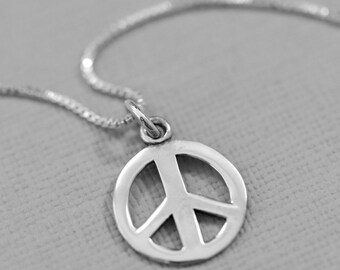 Peace Sign Necklace, Sterling Silver Peace Necklace, Peace Necklace