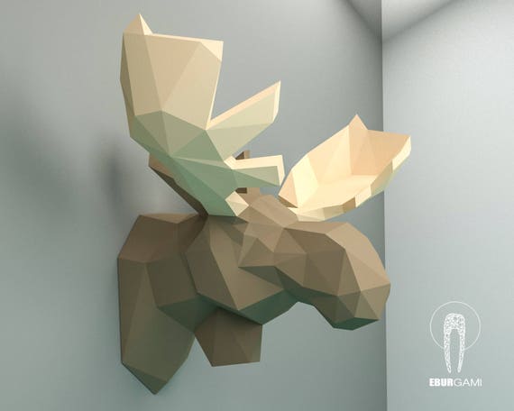 Moose Pepercraft Head Papercraft Trophy Pdf Kit 3D DIY