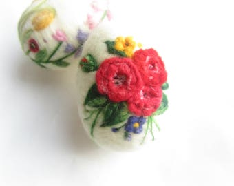 Easter Egg,Needle felted egg,Floral Egg,needle felted ornament,Easter