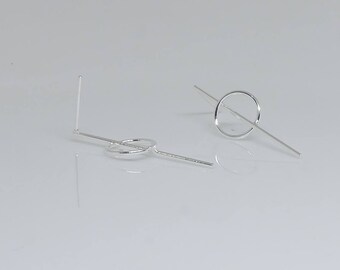 Circle Bar Sterling Silver Stud Earrings