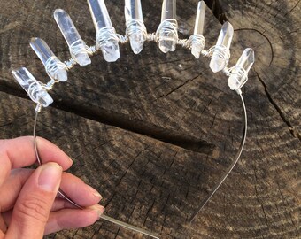 Little Princess II crystal crown, quartz crown, crystal headpiece, raw crystal crown, mermaid crown, bridal crown