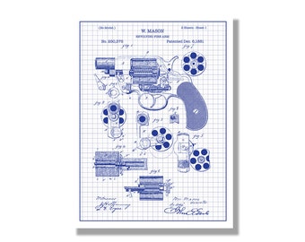 Walther PPK Military and Weapons Patent Poster Blueprint