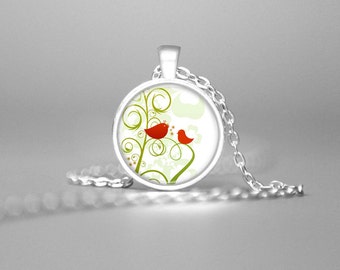 RED BIRDS PENDANT Red Bird Necklace Nature Jewelry Bird Watching Necklace Cardinals
