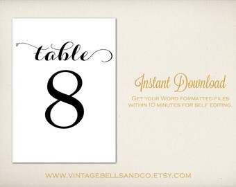 table numbers templates