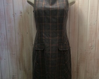 Vintage dress in tweed, Tommy Hilfiger, grey and beige, size 8