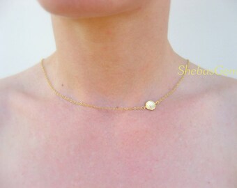 Gold Disc Necklace Minimalist Necklace Delicate Gold Necklace, Jewelry Gift, Dainty Gold Necklace, Simple Gold Necklace Bridesmaids Necklace