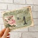 Vintage style wedding table number cards - postcard rose flower