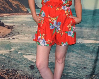 Vintage 80's Hawaiian romper Sz M