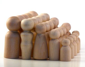 Ten Families of Five - 50 Unfinished Paint Your Own Wood Peg Dolls