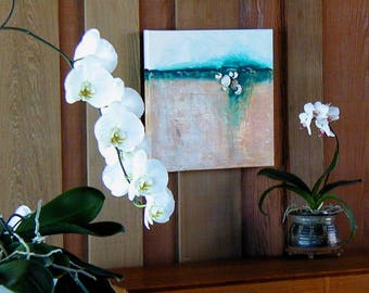 BEACH, Original Acrylic Abstract Assemblage Painting by Joyce Manett