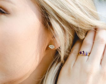 raw crystal studs | raw quartz earrings | april birthstone studs | april birthstone earrings | herkimer diamond earrings | quartz studs
