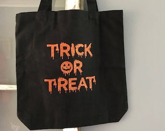 Trick Or Treat Bag, Halloween Tote Bag, Hand Made, Happy Halloween Bag, Unique Gifts, Personalized Bag, Personalized Tote