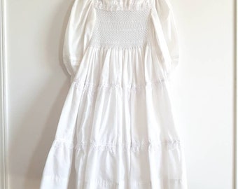 Vintage White Girl's Smocked Dress