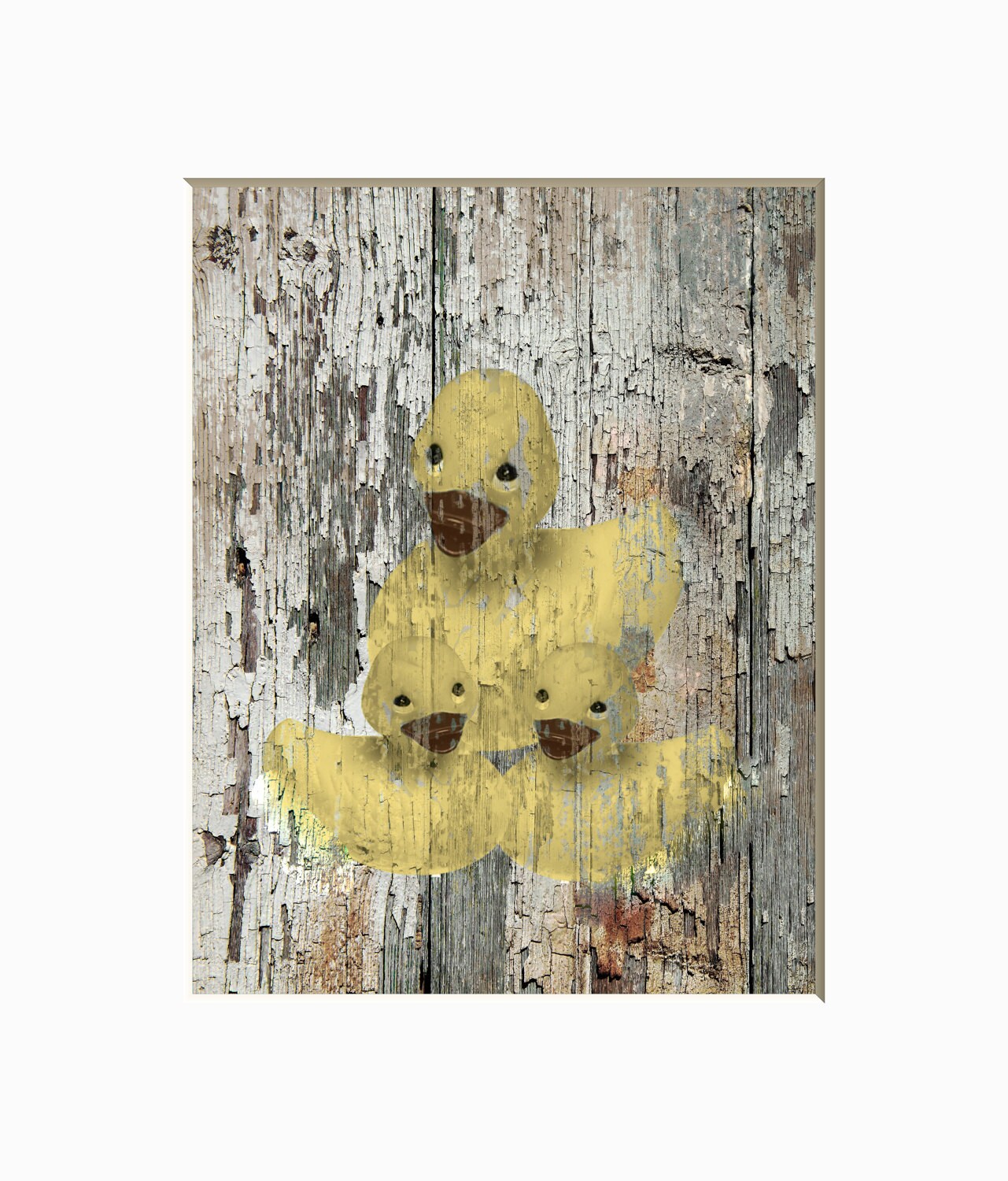 Vintage Yellow Rustic Ducks Wall Art Bathroom Bedroom Home