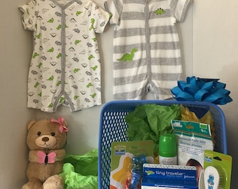Baby Boy Shower Basket - Little Dino