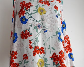white red and blue floral cutout sleeve top