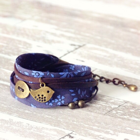 Liberty bracelet, Wrap bracelet, Double wrap bracelet, Free shipping, Cuff bracelet, Liberty jewelry, Colorful bracelet, Blue bracelet