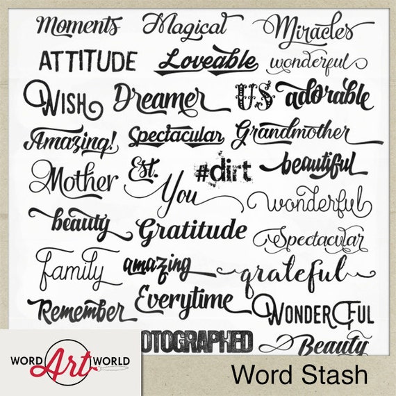 Digital and Printable Overlay Word Art Set Instant Download 