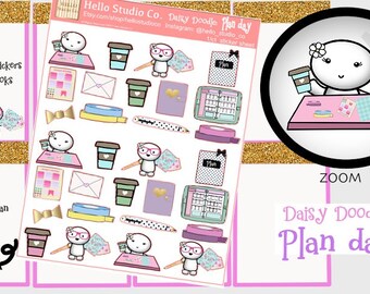 Plan day planner stickers Original doodle kawaii stickers