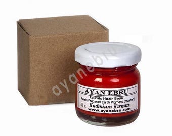 Ebru Marbling Paint Colors-Pigment Red Kadmium 40cc (Ayan)