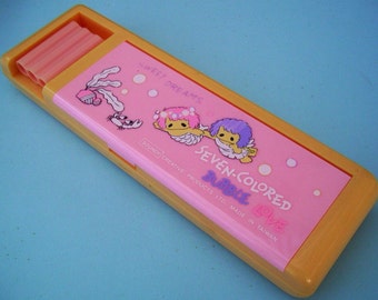 Soundy Pencil Box. Pink Mermaid Pencilcase. 1980s Sweet Stationary. Bubble Love. Vintage School Supplies
