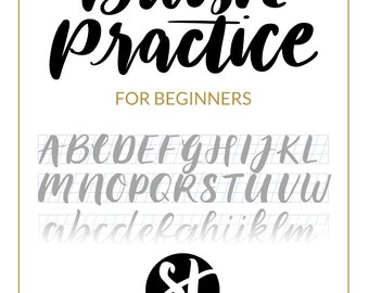 Brush Lettering Practice Sheet - Downloadable Calligraphy Practice Sheet - Hand Lettering Grid Font
