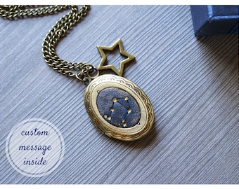 Custom gift I love you to the moon and back Personalize locket necklace Secret message necklace for mom gift for mother Zodiac celestial