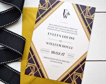 Art Deco Gatsby 1920s Wedding Invitations