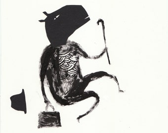 Solo No12. papercut, ink, primative, folk art