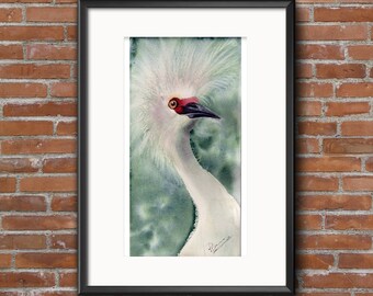 Egret Painting Original Watercolor art Wild Bird Wall Decor Watercolour Artwork gift Snowy Egret
