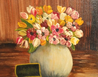 Contemporary naivist oil painting still life