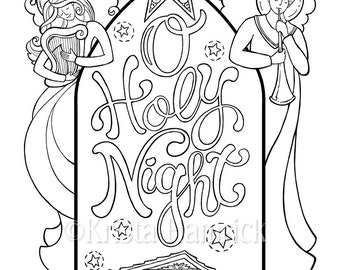 O Holy Night Nativity Scene Coloring Page In Two Sizes 85X11 Bible Journaling Tip 6X8 KristaHamrick