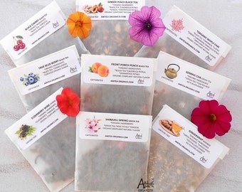 Tea Samples, Organic, Loose Leaf Samples, YOU CHOOSE 6, Trial Size, Free Sample, Handcrafted Teas, Hot Tea, Gift Ideas, Healthy Living