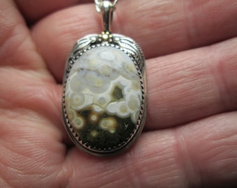 Pendant, Ocean Jasper in sterling silver