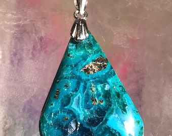 ON HOLD For Cat-Divine Inner Goddess with Gem Silica Chrysocolla and Sterling Silver