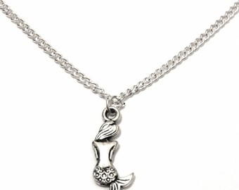 Silver Mermaid Necklace 16, 18 or 20 inch Chain Necklace