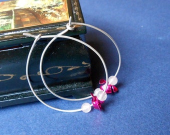 rose quartz hoops