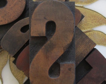 Antique Letterpress Wood Type Printers Block Letter S