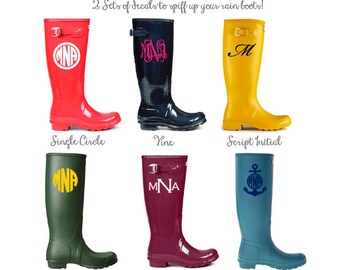 SET OF 2 - Rain Boot Decals - Single Color Design - DIY