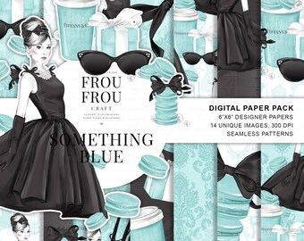 Fashion Paper Pack, Mint Pattern Fabric, Fashion Illustration Planner Cover, Planner Girl Stickers, Breakfast at Tiffanys Designer Paper Pad
