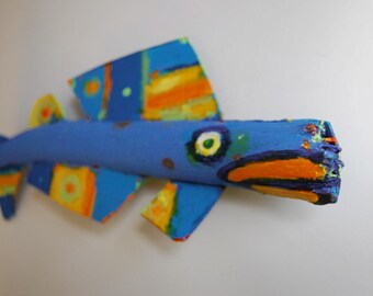 Painted wood Fish Art Hot Lips Whimsical FISHeFISH is ready to hang in any room to add Colorful Fun with unusual creativity