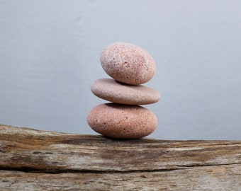 Beach Stone Cairn - Zen Balance - Stress Relief - Small Relaxation Gift - Baltic Sea Pebbles - Pink