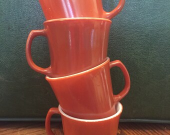 4 Vintage Rust Corning/Pyrex Coffee Mugs