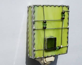 Stained Glass Night Light, Green Glass
