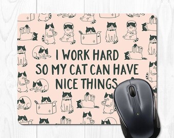 Mouse Pad Mousepad Cat Mouse Pad Funny Coworker Gift Office Supplies Cat Lover Gift Pink Office Desk Accessories Cubicle Decor Peach Cute