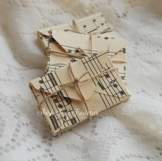 Vintage Music Miniature Envelopes Teeny Tiny Envelopes Mini
