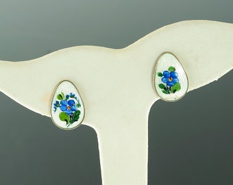 Norwegian Enamel Flower Earrings